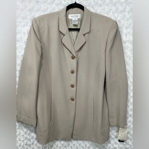 Rena Rowan Womens‎ Taupe Colored Lined Button Closure Blazer Jacket